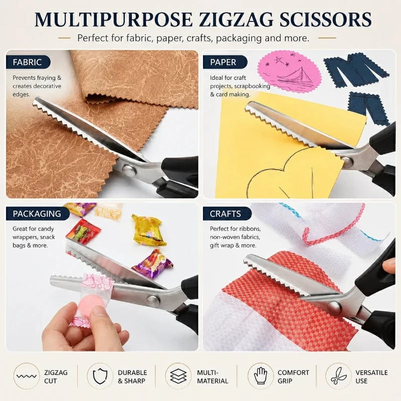 🏆Limited Time Sale 49% OFF 🧵✂️Stainless Steel Pinking Shears – 9.1" Zig Zag Fabric Scissors for Sewing, Quilting, Dressmaking & DIY Crafts