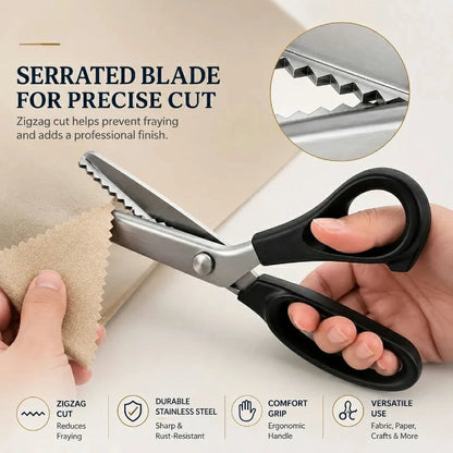 🏆Limited Time Sale 49% OFF 🧵✂️Stainless Steel Pinking Shears – 9.1" Zig Zag Fabric Scissors for Sewing, Quilting, Dressmaking & DIY Crafts