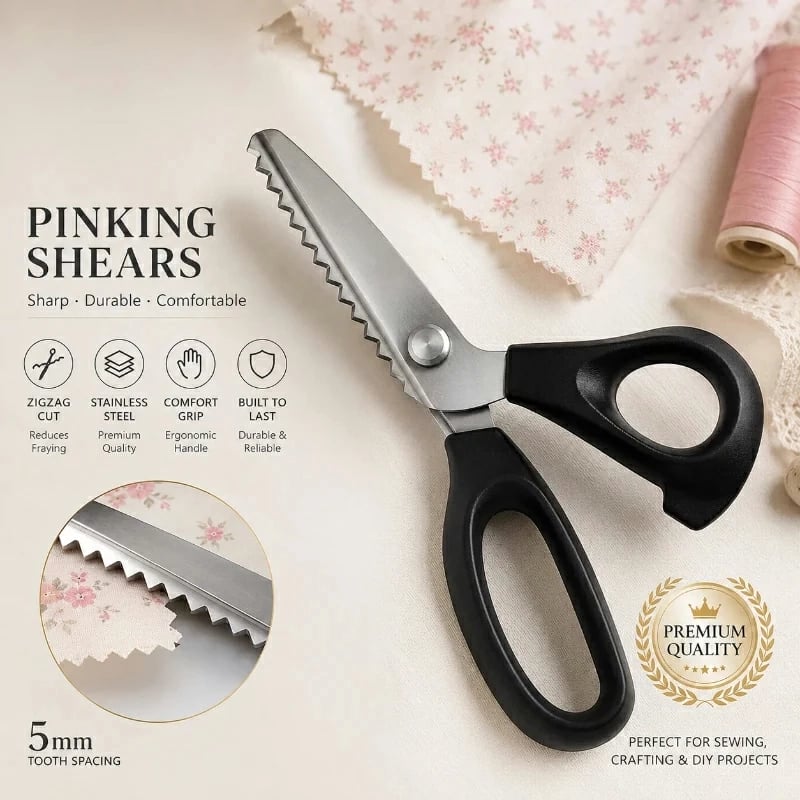🏆Limited Time Sale 49% OFF 🧵✂️Stainless Steel Pinking Shears – 9.1" Zig Zag Fabric Scissors for Sewing, Quilting, Dressmaking & DIY Crafts