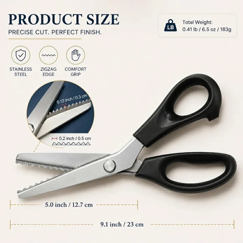 🏆Limited Time Sale 49% OFF 🧵✂️Stainless Steel Pinking Shears – 9.1" Zig Zag Fabric Scissors for Sewing, Quilting, Dressmaking & DIY Crafts