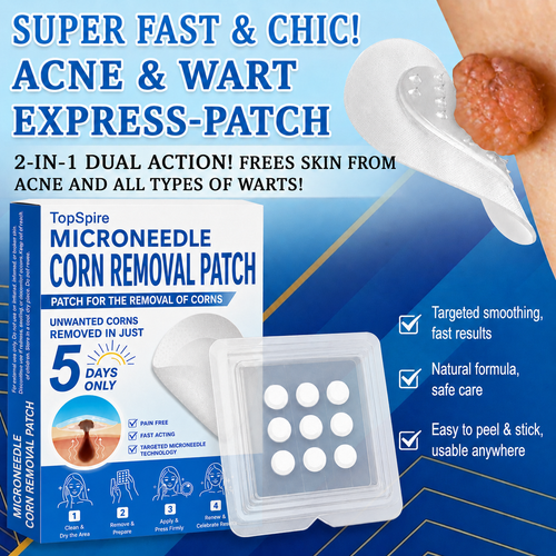 💖TopSpire® 2-in-1 Microneedle & Hydrocolloid Patch | Targeted Solution for Raised Moles, Acne, Flat Warts & Skin Tags | Helps Improve the Appearance of Fine Lines, Scars & Skin Imperfections | Invisible Star Pimple Patches for Face & Body